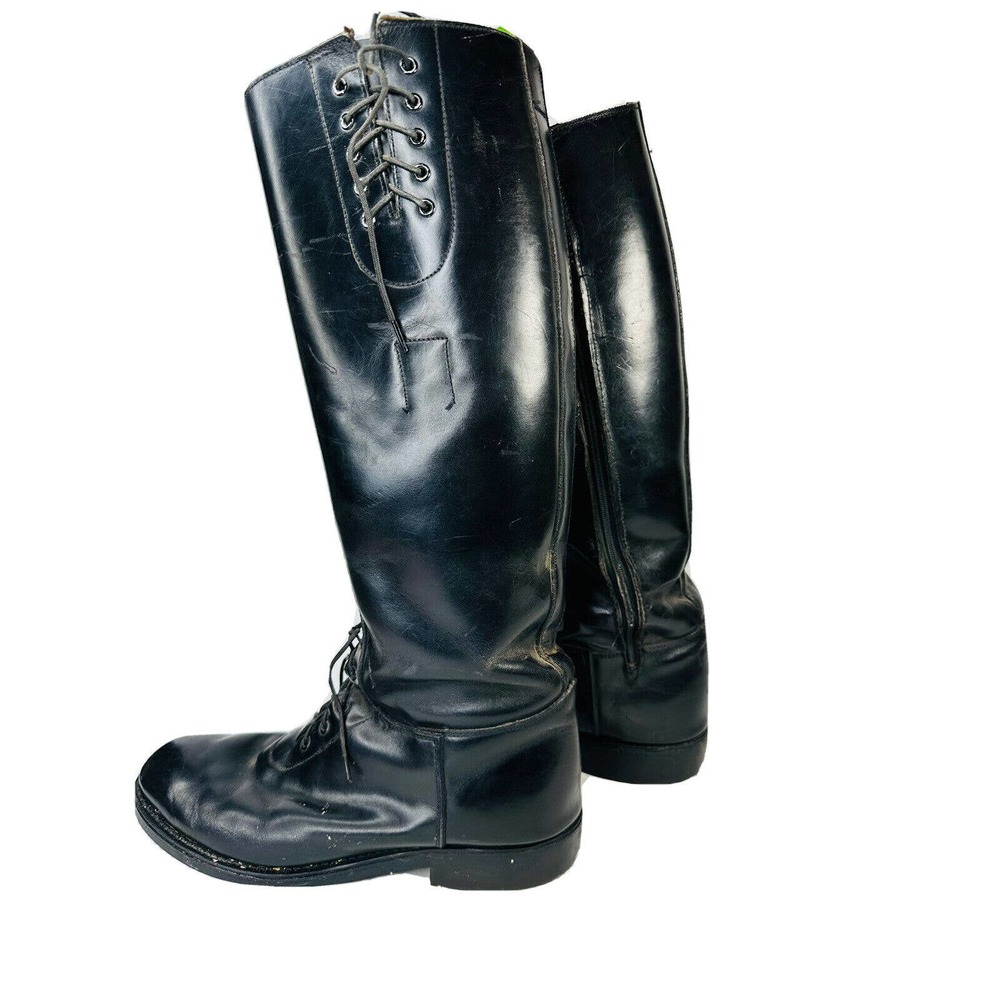 Bates Floataways Black Leather 18 in Military Side Zip Boots Unisex 8 Or 10